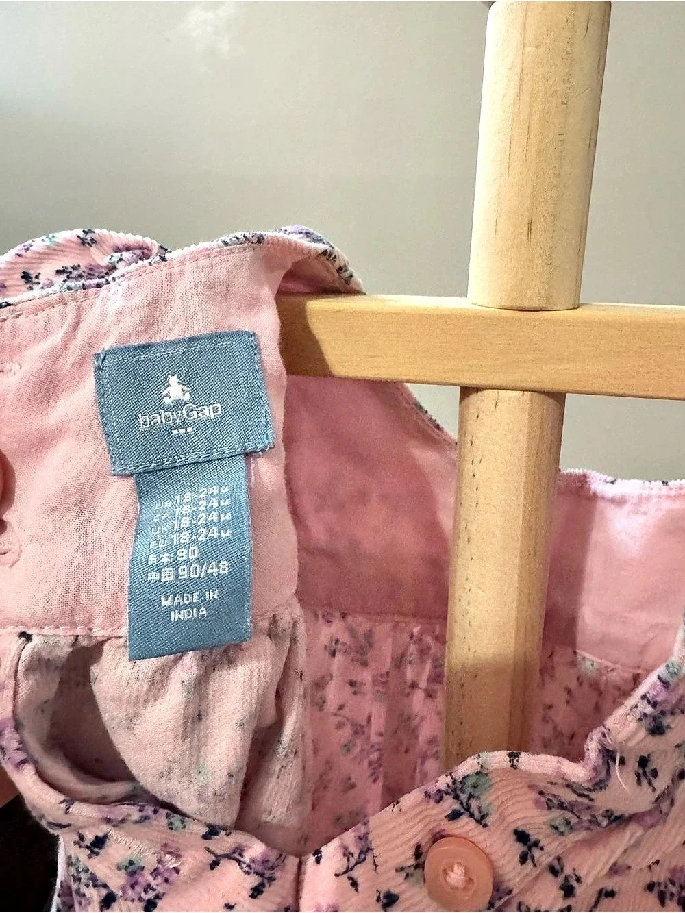 babyGap Floral Ruffle Corduroy Dress Pink & Blue Baby 18-24M